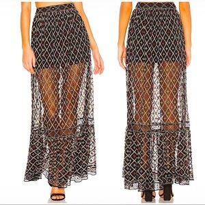 Tularosa revolve Lexi Embroidered Beaded Maxi Skirt Size extra Small in Black